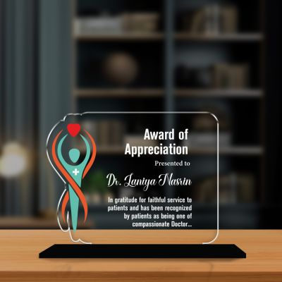 Personalized Doctor Appreciation Award Custom Acrylic Trophy with Name & Message, UV Printed Medical Recognition Trophy for Healthcare Professionals